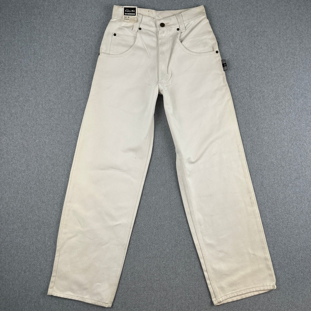 Vintage 90s NWT L.A. Gate Jeans Men's 26 White Denim Straight Leg Made in‎ USA